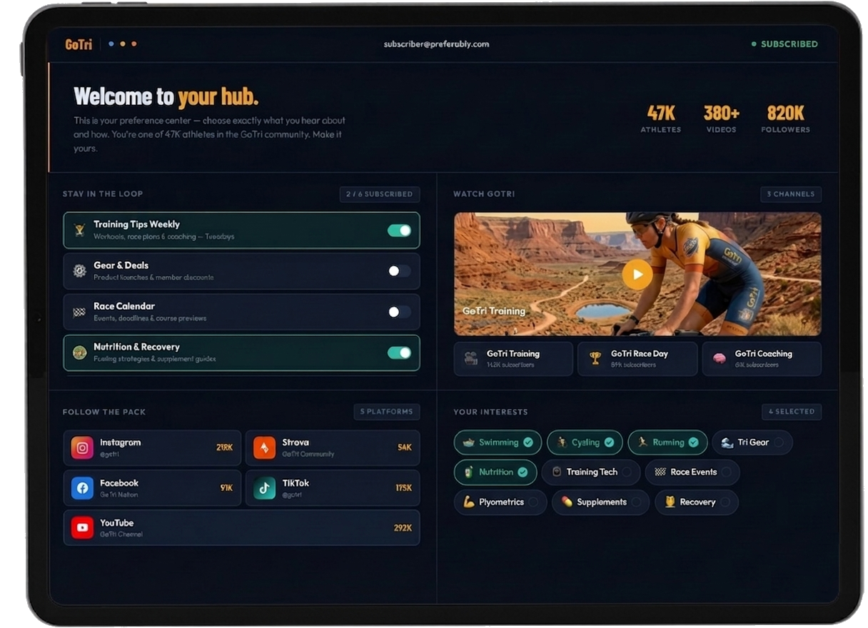 Preference center experience screenshot